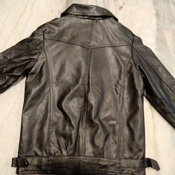 Kids Vegan Leather Motorcycle Jacket Black - Picture 2 of 2